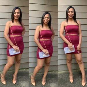 Tube crop top and body con skirt